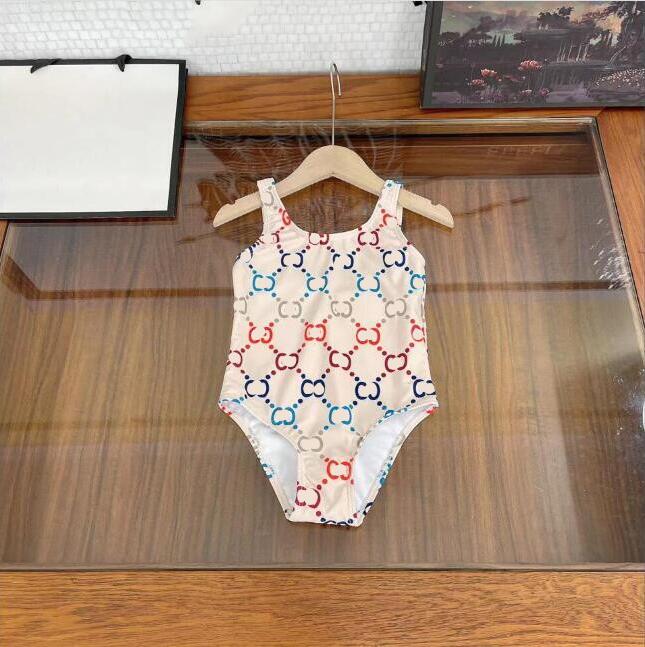 

Cute Summer Girls Brand One-Pieces Bikini Swimsuit Letters Printed Kids Toddlers Sleeveless Vest Bathing Suits Baby Girl Beach Swimwear Children Swimming Wear, As picture