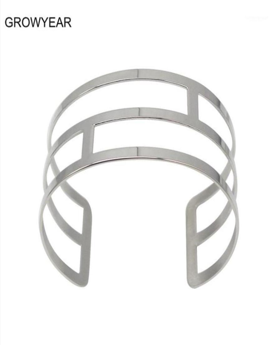 

Bangle Silver Color Geometric Cuff Stainless Steel Women Jewelry Whole17471251