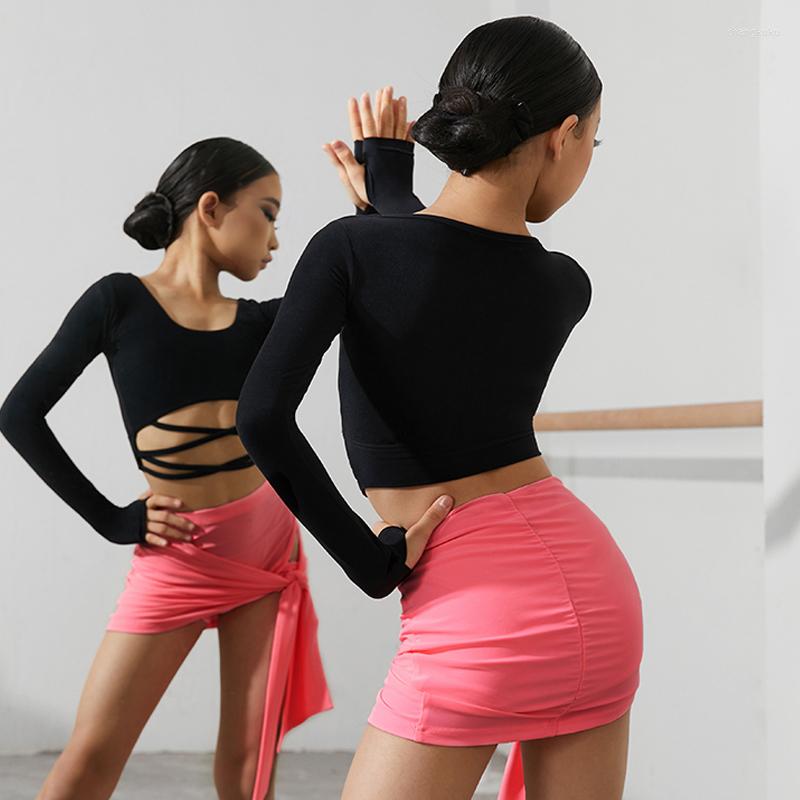 

Stage Wear 2023 Latin Dance Skirts For Girls Irregular Skirt Chacha Rumba Tango Dress Children Practice Clothes DQS11785, Pink skirt