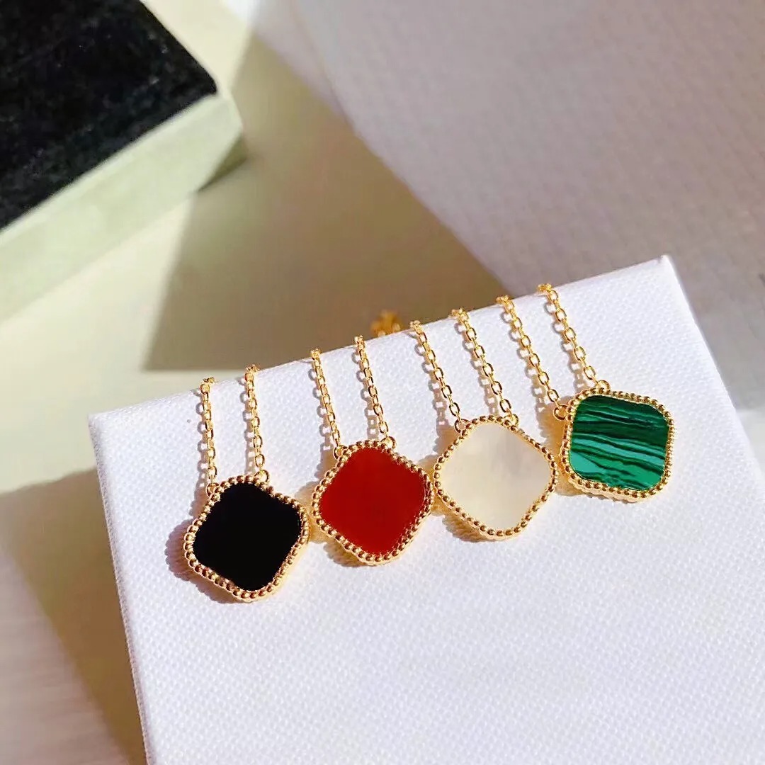 

Vintage Lucky Four Leaf Van Clover Necklaces for Women 18k gold plated flower agate Love Heart Pendant Choker Chain Necklace sterling silver designer jewelry gift