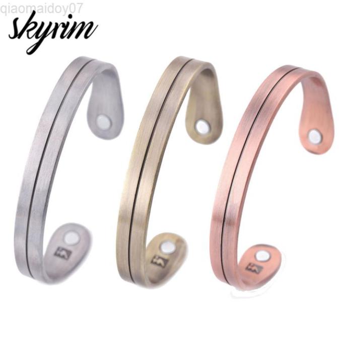 

Skyrim Healthcare Magnetic Therapy Cuff Bracelet Slivery Gold Color Zinc Alloy Simple Style Gift Jewelry Men Women L2208129438985