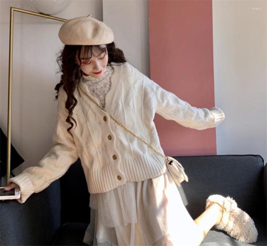 

Women's Knits 2023 Winter Jackets Coats Sweet Clothes For Women Sweaters Solid V Neck Korean Fashion Autumn Girls Cardigans Mujer Sueter, Apricot blouse