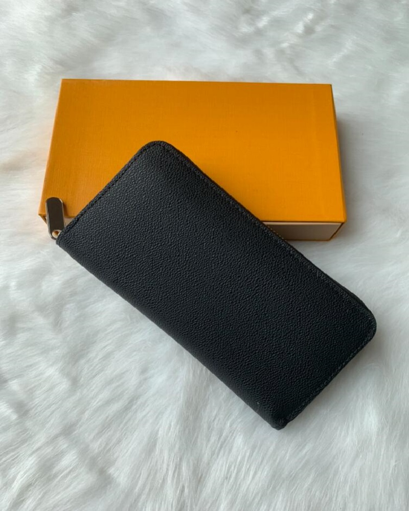 

Design Genuine Leather Long Wallet Zipper For Man Women Brand Wallet Clutch Zippy Purse with Box, V001