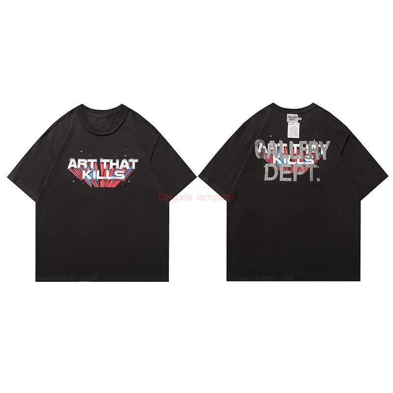 

Designer Fashion Clothing Tees Tshirt American Style Gilded Galleryes Depts Printed Trendy Round Neck Trendy Pure Cotton Loose Short Sleeved Tshirt for Men Tops for, 1468 black