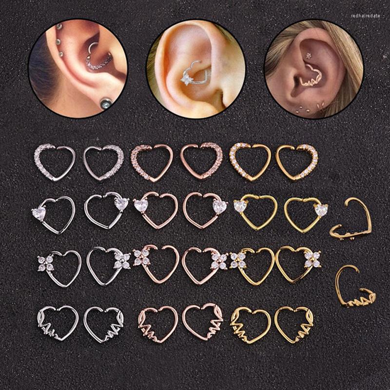 

Backs Earrings 1 Pcs Simple Copper Metal Heart CZ No Piercing Ear Clip Cuff For Women Trendy Cute Gold Color Small Open