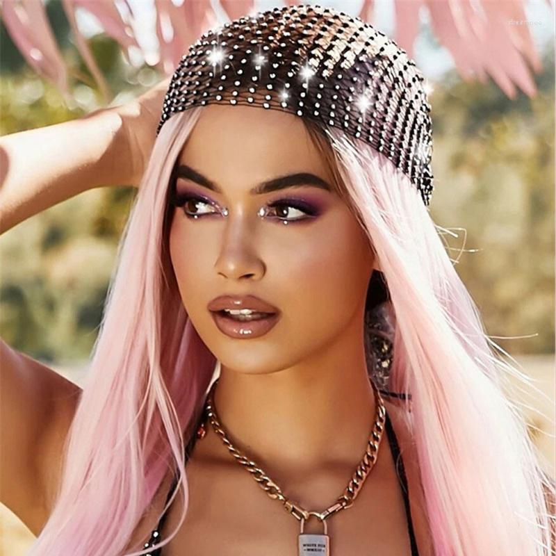 

Hair Clips & Barrettes Fashion Headband Crystal Mesh Hat Snot Headdress Women's Shiny Rhinestone AccessorieHair Stre22