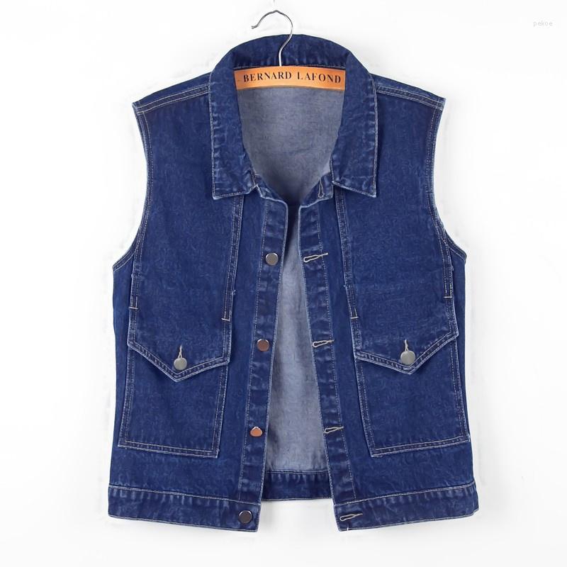 

Women' Vests 2023 Women' Classic Washing Denim Vest Sleeveless Jacket Solid Button Jeans Female Basic Coat, Red 01