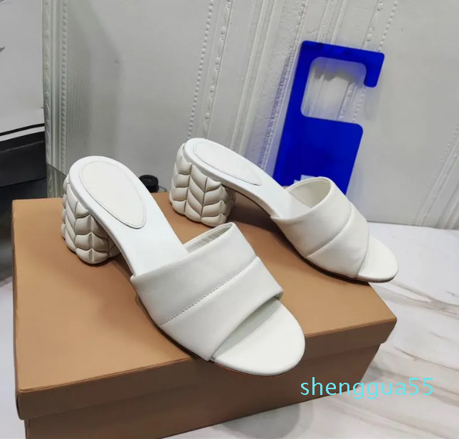 

2023 Slippers Summer Lady High-heeled Round Toe heeled Fashion Party, Black