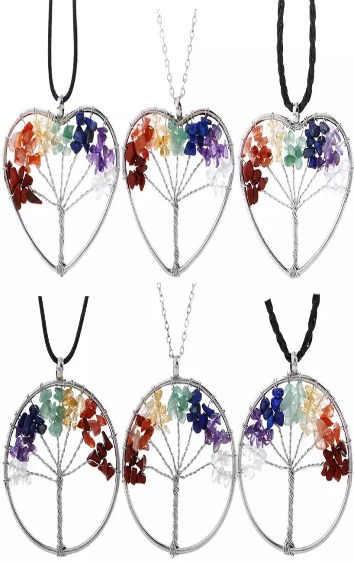 

6 Styles 7 Chakra Tree Of Life Necklace Amethyst Quartz Chips Pendant Rainbow Necklace Multicolor Wisdom Tree Natural Stone Neckla6161247
