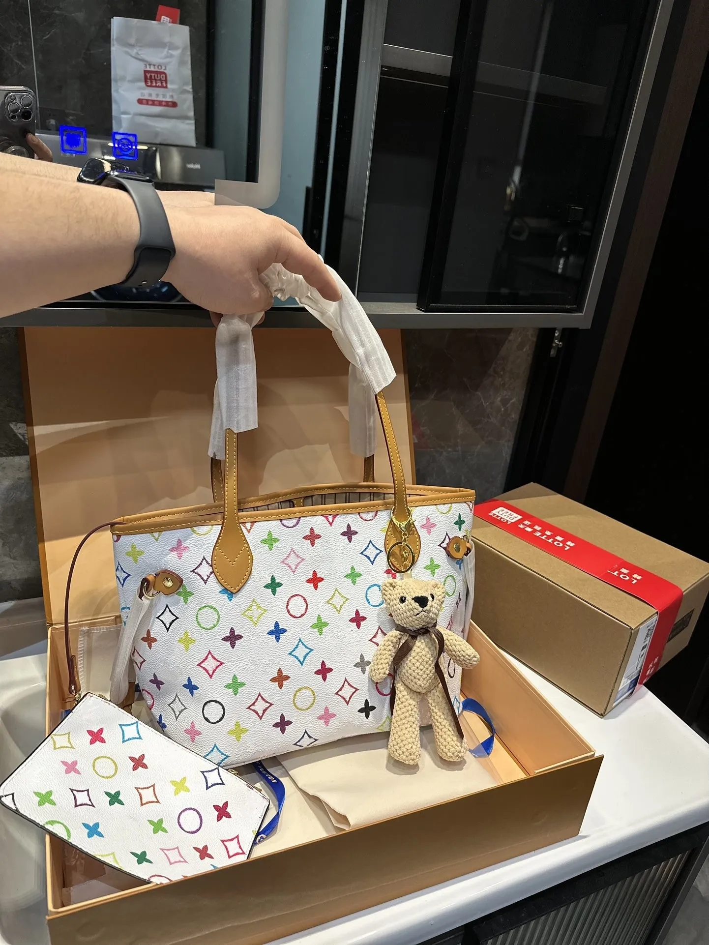 

Fashion Handbag ONTHEGO Designer Handbag Women Luxurys Genuine Leather Colorful Printing Monochrome Bag Women's Crossbodys Shoulder Bag