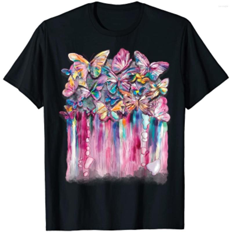 

Men' T Shirts Butterfly Art Rainbow Butterflies Lover Collection T-Shirt Y2K Style Cotton Daily Four Seasons For Women Girl Men, Black