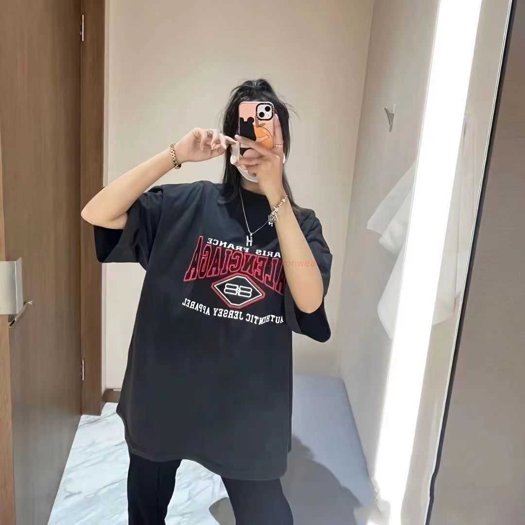 

Designer Fashion Clothing French Paris BB Luxury TShirt Tees Springsummer New Paris Bal Letter Tshirt Ceiling Embroidery Loose Round Neck Short Sleeve Pullover Top, Khaki high edition