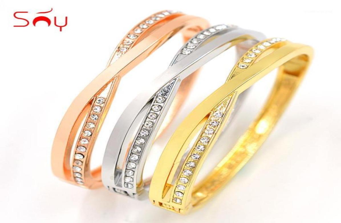 

Bangle Sunny Jewelry Romantic Round Sets For Women Cross Bracelet Wedding Engagement Cubic Zirconia Findings19125513