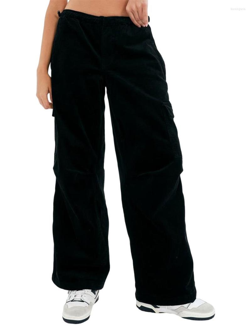 

Women' Pants Women  Y2K Cargo Solid Color Side Pockets Straight Casual Party Street Spring Summer Trousers, A-beige
