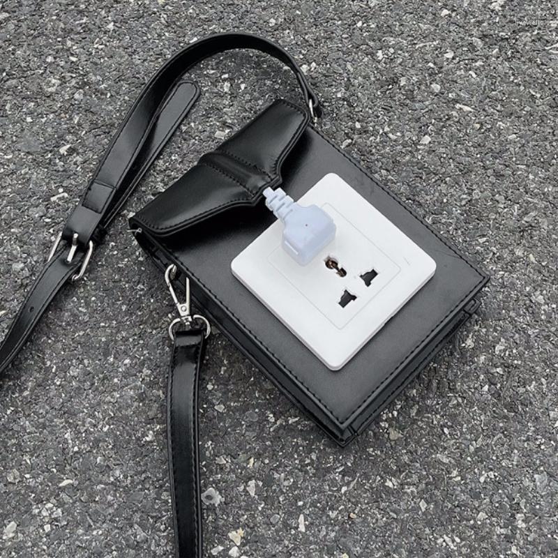 

Evening Bags Fashion Socket Design Women Shoulder Bag Ladies Small Square Crossbody PU Leather Female Pouch Purse Handbags Messenger, Black