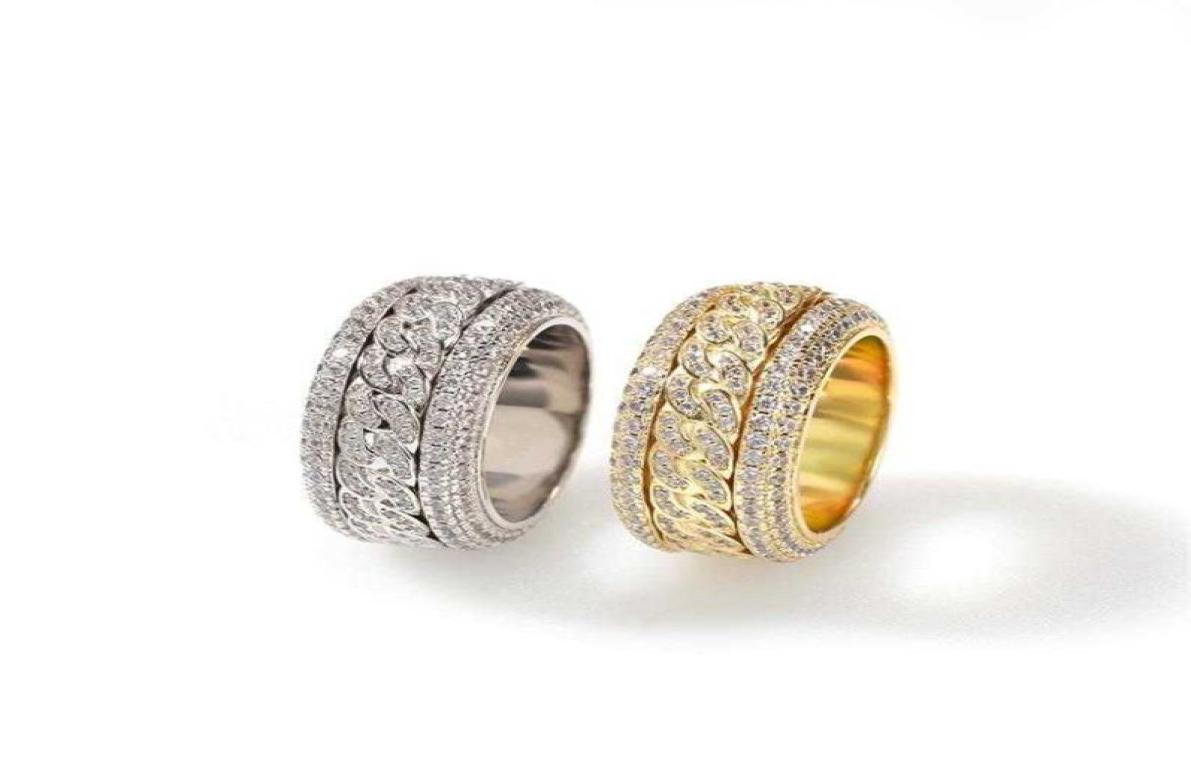 

Rotatable Cuban Ring Fashion Hip Hop Jewelry Mens Gold Silver High Quality Diamond Iced Out Rings30515955467