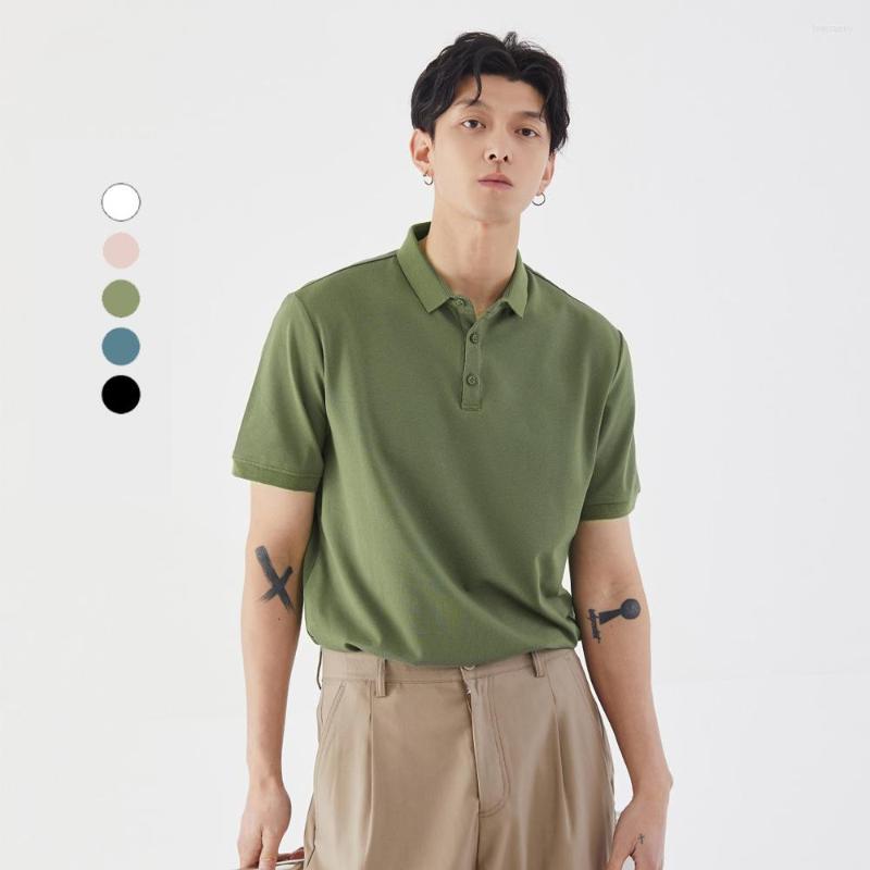 

Men's Polos Men 2023 Solid Color Casual Lapel T-shirt Summer Short-sleeved Thin Slim-fit Shirt -40, Black
