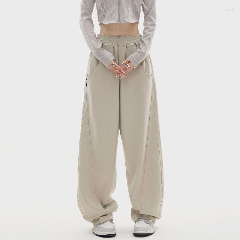 

Women's Pants 2023 Autumn Winter Apricot Plush Sports Women's Loose Jogging Hiphop High Waist Street Wide Leg Female Trouser, Black