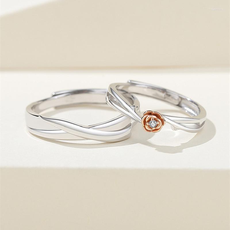 

Cluster Rings Real Certified Sterling 925 Silver Couple For Lovers Men And Women Original Design Prince Rose Jewelry Gift