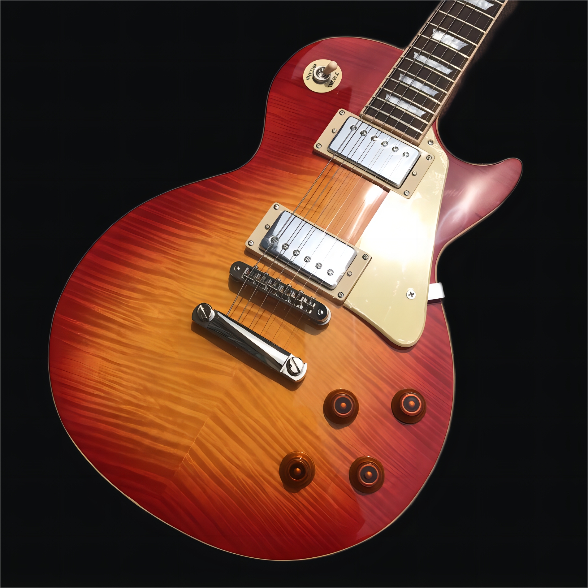 

One piece Neck and body electric Guitar, Micro Connect, Tune-O-Matic bridge, Cherry explosion Maple top, free shipping1536