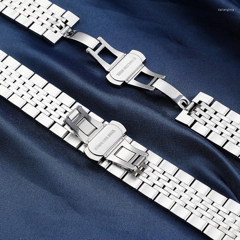 

Watch Bands SEAKOSS 20mm 22mm Width 316L Stainless Steel Strap Metal Butterfly Buckle Band Suit For Seagull 1963 Chronograph Watchband