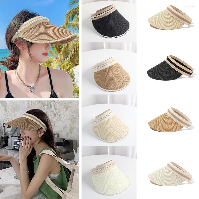 

Wide Brim Hats Summer Woman Sun Anti-UV Female Outdoor Visor Caps Hand Made Straw Cap Casual Shade Hat Empty Top Beach