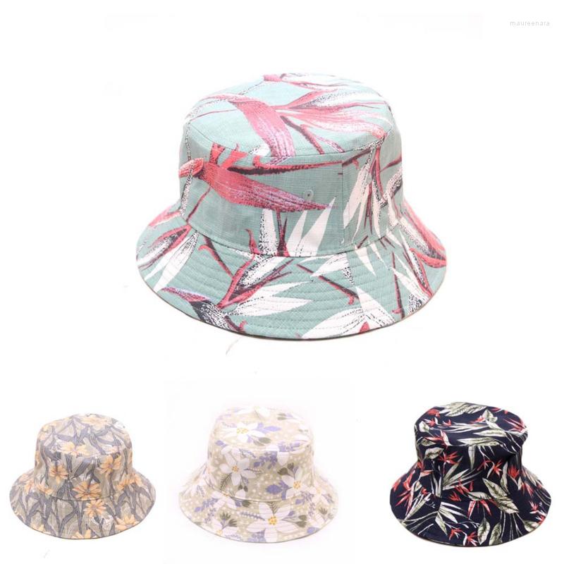 

Berets 2023 Fashion Fisherman's Hat Floral Print Bucket Unisex Bob Caps Hip Hop Gorros Men Women Cotton Streetwear, Pattern 3