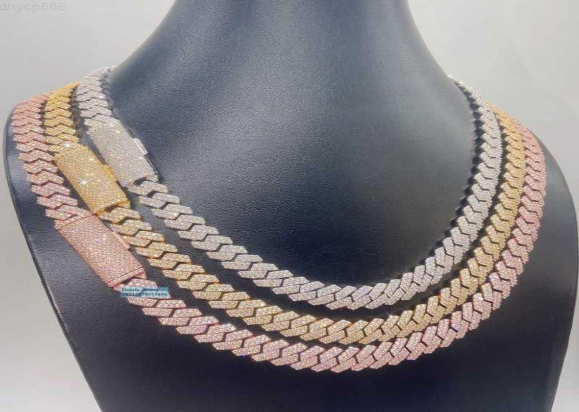 

Pass Diamond Tester 10MM Width Two Row 925 Sterling Silver VVS moissanite cuban chain Iced Out Necklace8727891