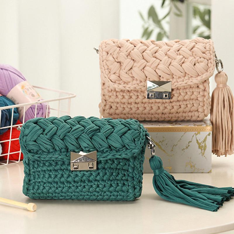 

Evening Bags Luxury Rope Woven Crossbody For Women Tassel Handbag Knitting Chain Shoulder Bag Female Small Square Flap Purse 2023 ClutchEven, Green