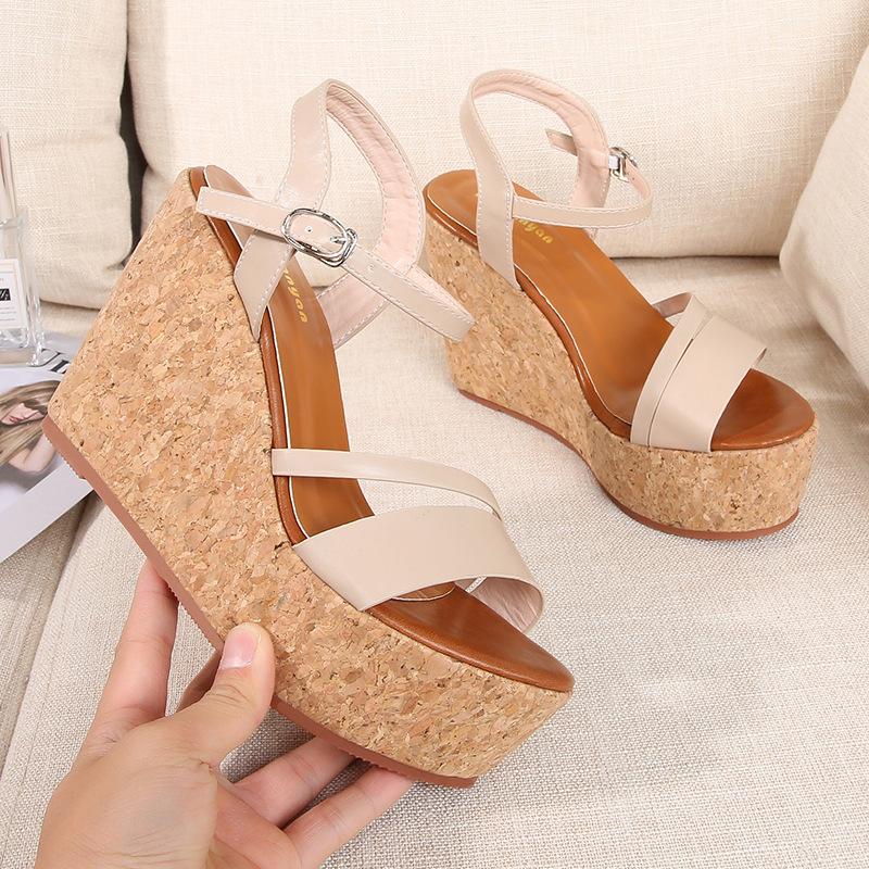 

Sandals Fashion Wedges Heel Women Platform, Beige