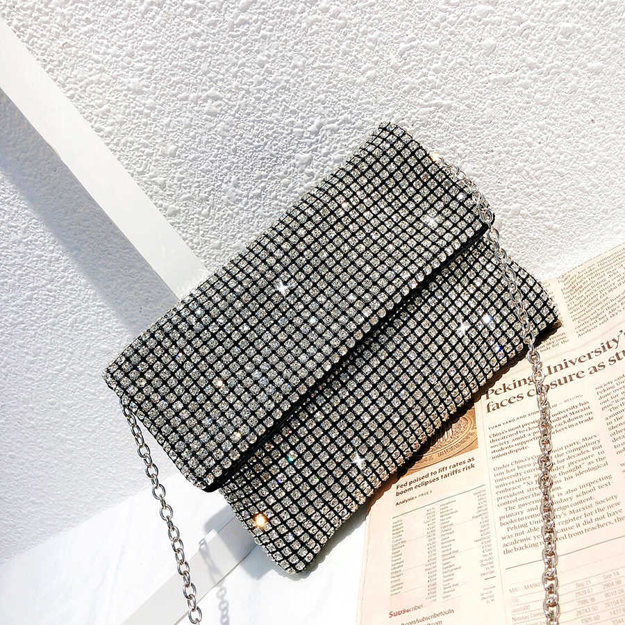 

Shoulder Bags Bling Rhinestone Evening Clutch Women Korean Diamond Chain Cover Dinner Party Handbag Purse Ladies Small Square 230509, Silvery