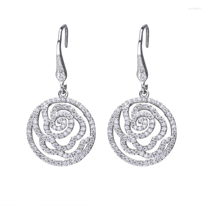 

Backs Earrings Bettyue Design For Women Elegant Earring Zirconia Rose-shape SIlver Plated Modern Ornament Hollow Out Fashion Gift