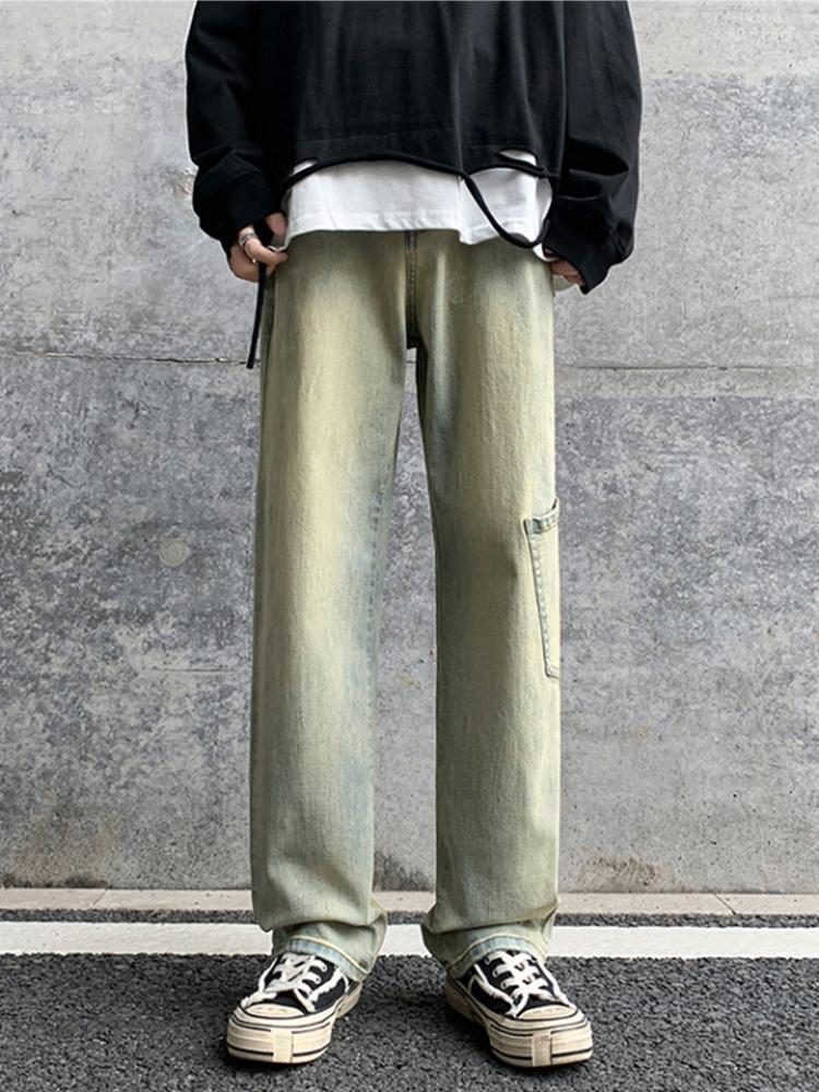 

Men's Jeans Retro Men Straight Waist American Style Y2k Casual Trousers Wide -leg Pants Clothing Denim, Nostalgic blue