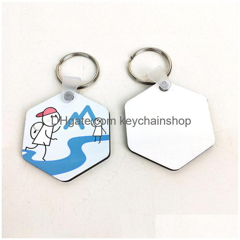 

Key Rings Keychains For Sublimation Diy Blank Party Favor Mdf Hexagon Chain Thermal Transfer Printing Drop Delivery Jewelry Dh9Lo