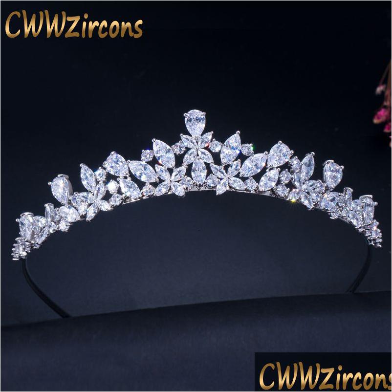 

Hair Jewelry Cwwzircons High Quality Cubic Zirconia Romantic Bridal Flower Tiara Crown Bridesmaid Accessories A008 D Dhgarden Dhbkv