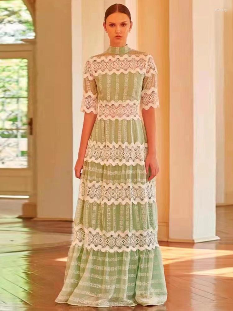 

Party Dresses Runway Women Summer Fashion High Quality Elegant Designer Street Celebrity Casual Gorgeous Embroidery Long Dress, Pink