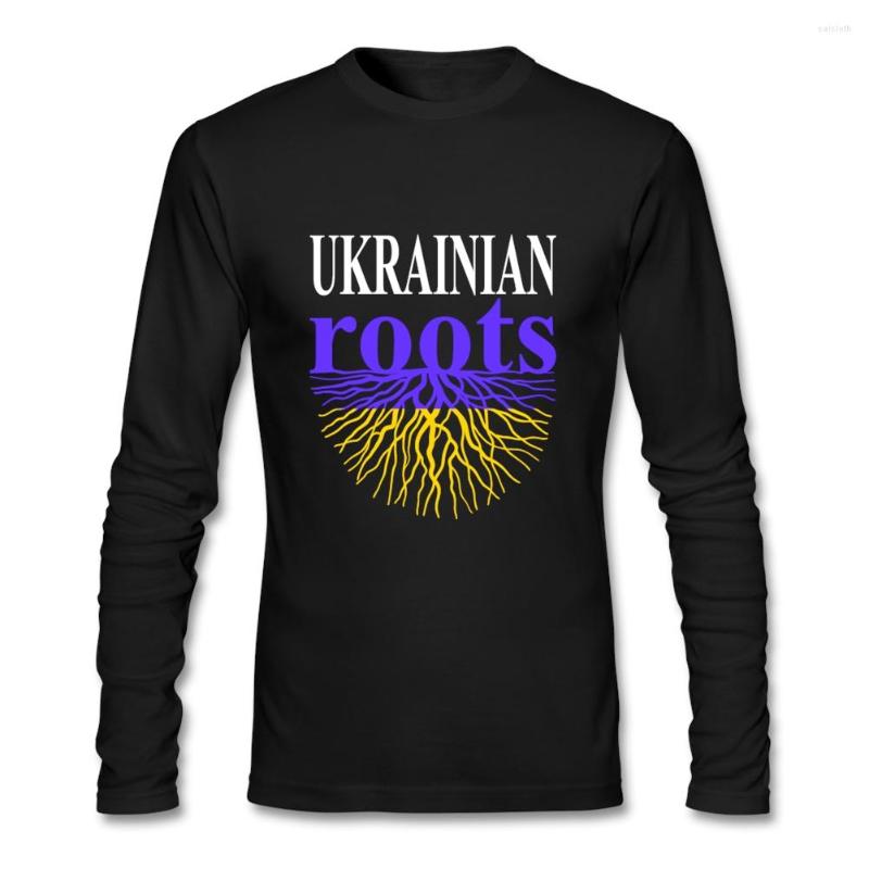 

Men's T Shirts Fashion Designer Ukrainian Roots Ukraine Flag Shirt Simple For Youth Long Sleeved Pure Cotton O-neck Tees, Black