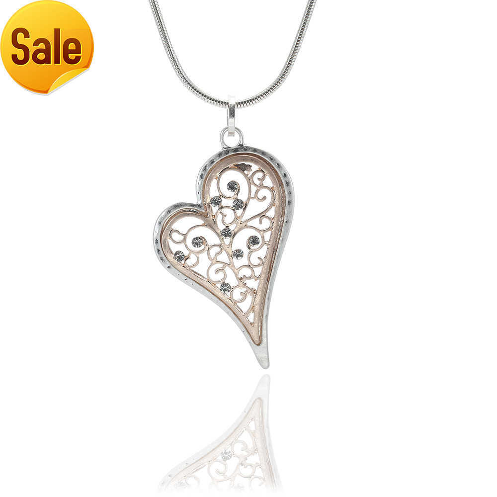 

Trendy Silver Heart Necklace Sweater Nekles Jewelry Long Necklace Women Heart-shaped Necklace for Ladies Valentines Gift