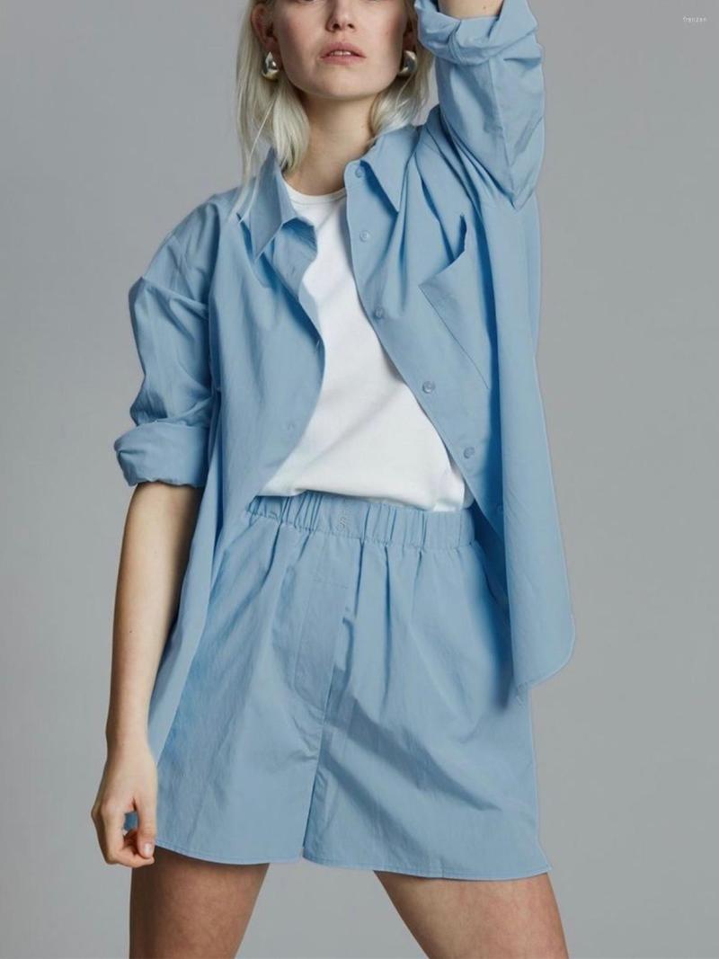 

Women's Shorts 2023 Spring Summer Suit Ladies Asymmetric Solid Color Shirt Or Set Simple Commuter Office Long Sleeve Blouse, Yellow shorts