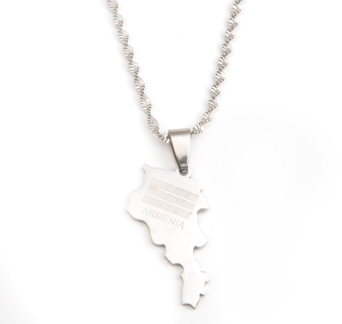 

Stainless Steel Gold Color Armenia Map Flag Pendant Necklace Trendy Armenians Maps Charm Jewelry3533803