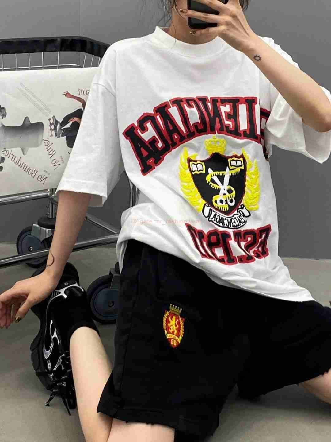 

Designer Fashion Clothing French Paris BB Luxury TShirt Tees High Edition Ba Paris Home 1917 Crown Wheat Scissors Foam Print Trend Short Sleeve Couple High Street Tsh, White
