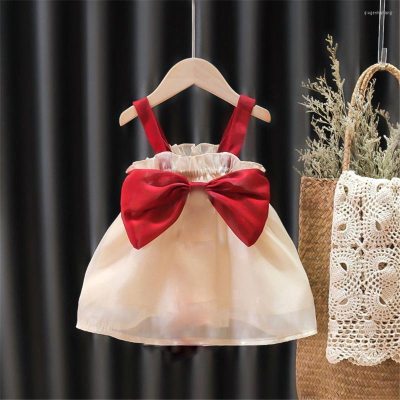 

Girl Dresses ZAFILLE Summer Born Girls Slip Dress Wedding Party Baby Costume Sweet Kids Infant Outfits Bowknot Children Mesh, Red