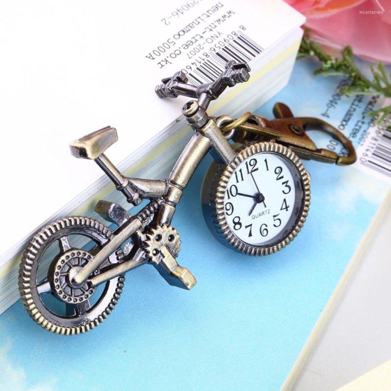 

Pocket Watches Fashion Vintage Bronze Color Bike Keychain Clock Quartz Pendant Watch Necklace Sweater Key Chain Stationary Individuality