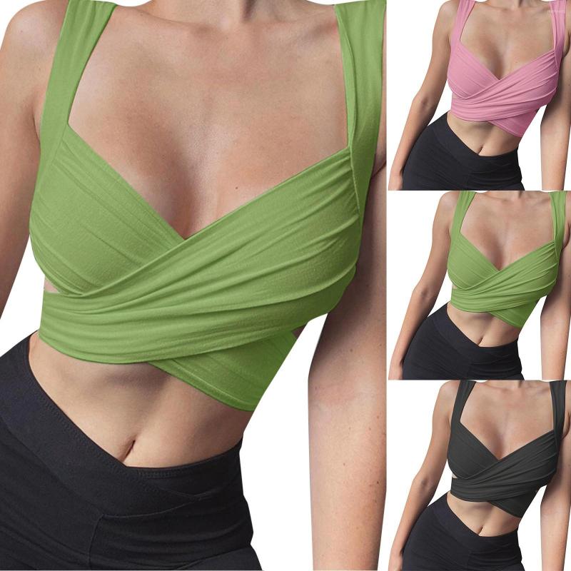 

Camisoles & Tanks Women's Sleeveless Side Split Lace Up Navel Undershirt Top Pleated Decorative Heart Spaghetti Women Adventure Tops, Green