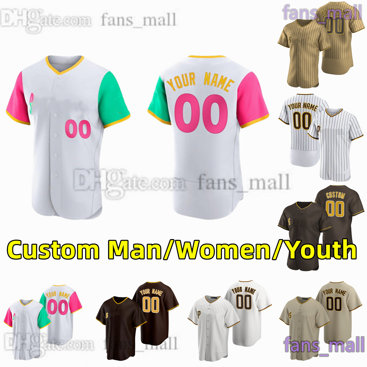 

22 Juan Soto S-6XL Custom Baseball Jersey 23 Fernando Tatis Jr. 13 Manny Machado Cronenworth Musgrove Darvish Bogaerts Grisham Azocar Snell Gwynn Carpenter Jerseys, Women only s-xxl