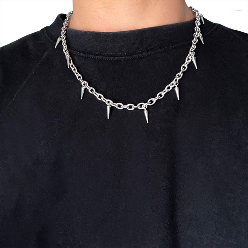 

Choker Stainless Steel Chains Rivet Necklace For Men Hiphop Punk Neck Jewelry Short Collar Chain With Pendant Gothic Accessories