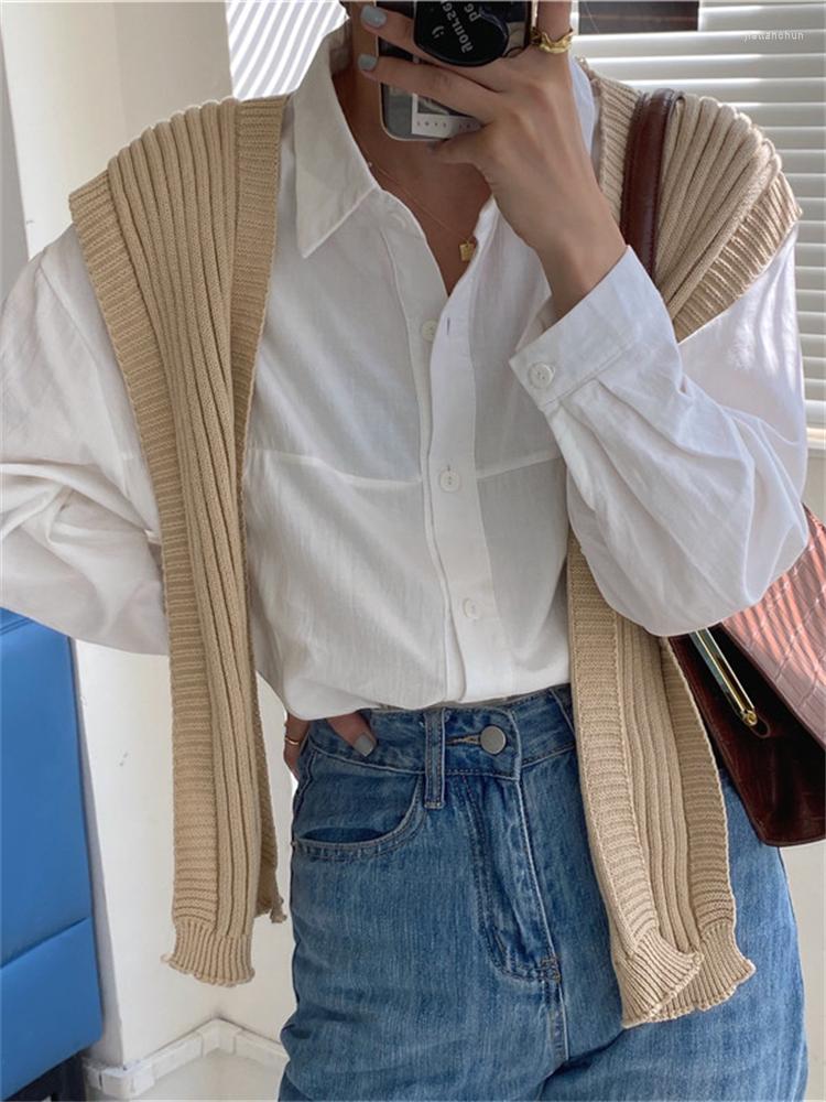 

Women's Blouses Women Blouse Female Shirt Summer Womens Spring Maxi Blusas Casual Elegant Vintage Long Sleeve Cotton Oversize Loose, White khaki