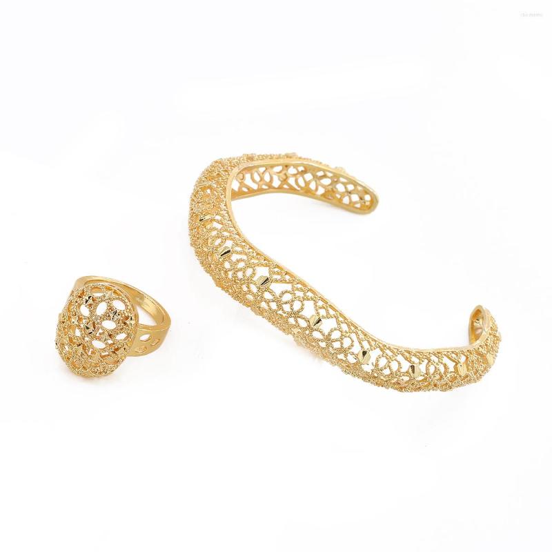 

Necklace Earrings Set Ethiopia Wedding Charm Free Size Ring Open Bangles Ethiopian Dubai Arab Africa For Women Girls Jewels, Picture shown