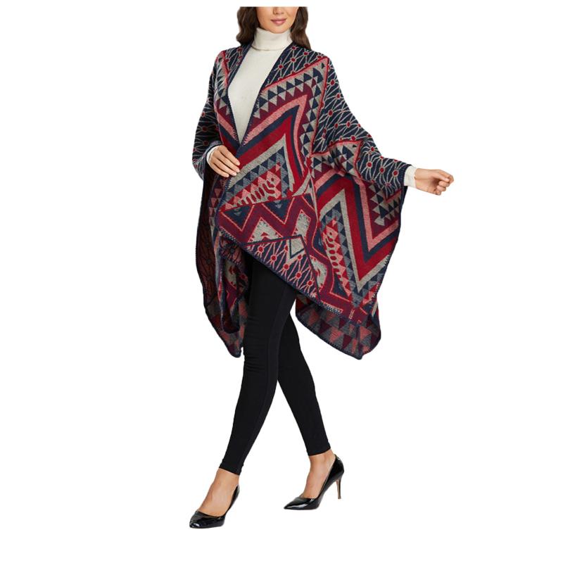 

Women's Jackets Womens Spring Jacket Warm Shawl Wrap Patterns Printed Open Front Knitted Winter Thick Super Cotton WomenWomen's, Black