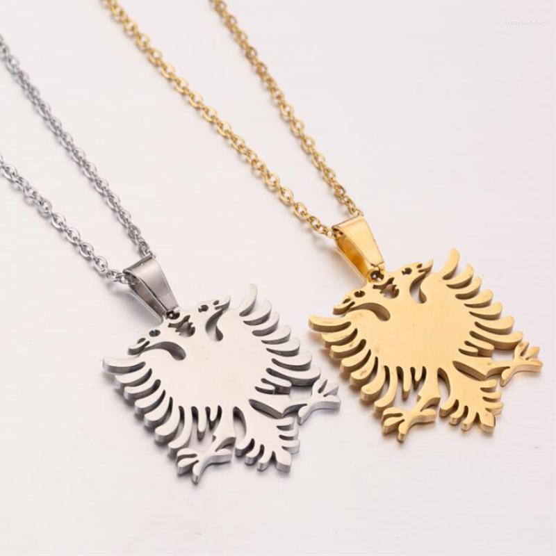 

Pendant Necklaces Byzantine Eagle Necklace Albanian Stainless Steel Women Men Unisex Chain Mystery Gifts For Kids Jewelry